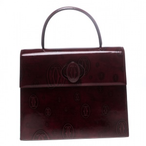 Cartier Bordeaux Patent Leather Happy Birthday Top Handle Bag