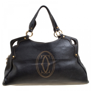 Pre Owned Cartier Black Leather Marcello de Cartier Satchel 
