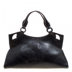 Pre Owned Cartier Black Leather Marcello de Cartier Satchel 