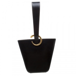 مملوكة مسبقًا Cartier Black Leather Panthere Bucket Bag