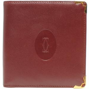Pre Owned Cartier Red Leather Must de Cartier Card Holder Wallet 