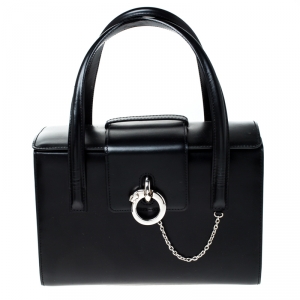 Pre Owned Cartier Black Leather Panthere Box Satchel