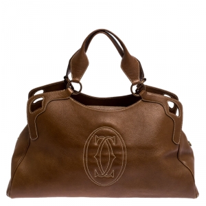 Pre Owned Cartier Brown Leather Large Marcello de Cartier Bag