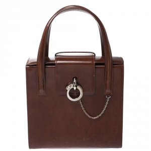 Pre Owned Cartier Brown Patent Leather Panthere Box Satchel