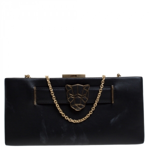 Cartier Black Leather Panthere De Cartier Chain Clutch
