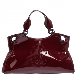 Pre Owned Cartier Red Patent Leather Medium Marcello de Cartier Bag