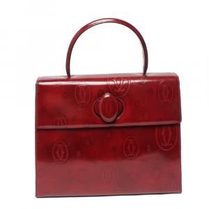 Cartier Red Leather Happy Birthday Top Handle Bag