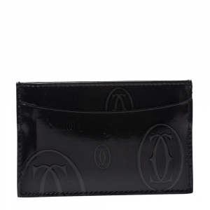 Pre Owned حافظة بطاقات كارتييه هابي بيرثداي جلد لامع سوداء