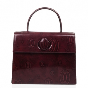Cartier Burgundy Patent Leather Happy Birthday Top Handle Bag