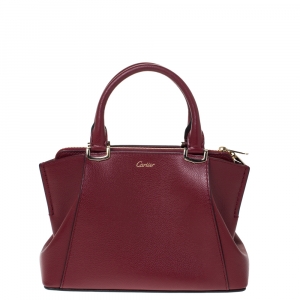 Pre Owned Cartier Burgundy Taurillon Leather Mini C de Cartier Satchel
