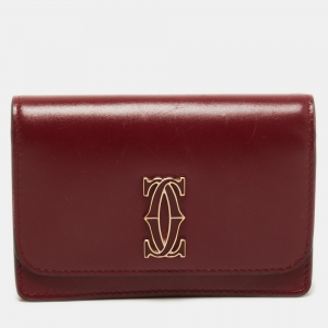 Cartier Red Leather Double C De Cartier Card Case