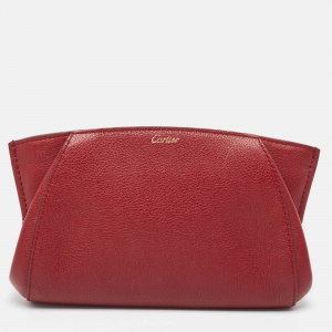 Cartier Burgundy Leather C De Cartier Clutch