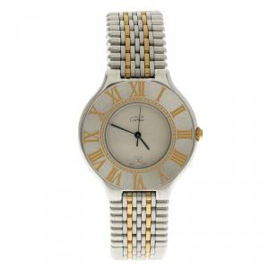 Pre Owned Cartier White Stainless Steel Must 21 Women's Wristwatch 35mm