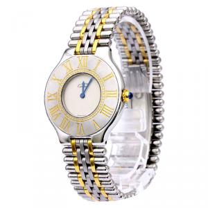Pre Owned Cartier Ivory Stainless Steel Must 21 Women's Wristwatch 28MM