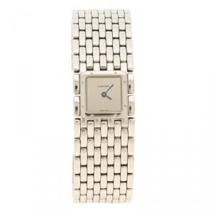 Pre Owned Cartier Silver Stainless Steel Panthere Ruban Women's Wristwatch 21 mm