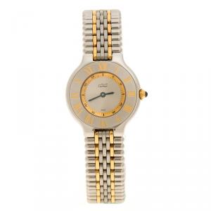 مملوكة مسبقًا Cartier Silver Stainless Steel Must De Cartier 21 Women's Wristwatch 28 mm