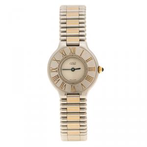 Pre Owned Cartier White Stainless Steel Must De Cartier 21 Women's Wristwatch 28 mm