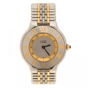 Pre Owned Cartier Silver Stainless Steel Must De Cartier 21 Women's Wristwatch 31 mm