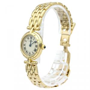 Pre Owned Cartier Silver 18K Yellow Gold Panthere Vendome Women's Wristwatch 24MM