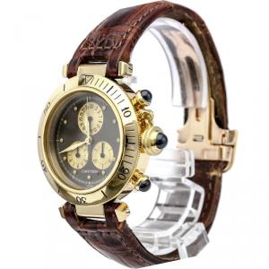 Pre Owned Cartier Grey 18K Yellow Gold Pasha Women's Wristwatch 35MM