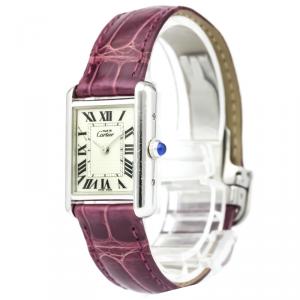 Pre Owned Cartier Silver Stainless Steel Must Tank Women's Wristwatch 22MM