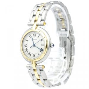 Pre Owned Cartier Ivory 18K Yellow Gold and Stainless Steel Panthere Vendome Women's Wristwatch 30MM