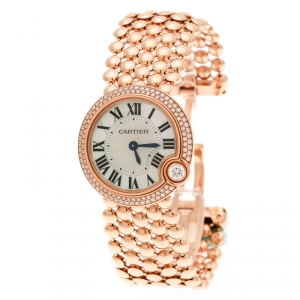 Pre Owned Cartier Mother of Pearl 18K Rose Gold Diamonds Ballon Blanc de Cartier 3722 Women's Wristwatch 30 mm