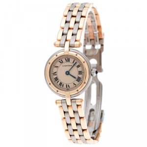 Pre Owned Cartier Beige 18K Yellow Gold Stainless Steel Panthère Vendôme 166920 Women's Wristwatch 24 mm 