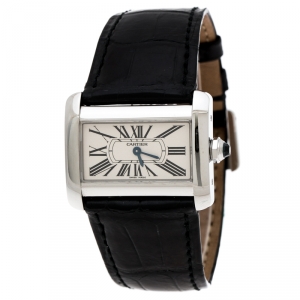Pre Owned Cartier Cream Stainless Steel Tank Divan 2599 Women's Wristwatch 31 mm