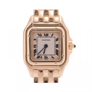 Pre Owned Cartier Silver 18K Yellow Gold Panthere Women's Wristwatch 22MM