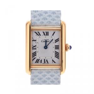 Pre Owned Cartier White Gold Tone Silver W1018587 Women's Wristwatch 21Ã28 MM