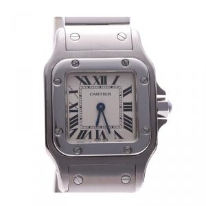 Pre Owned Cartier Ivory Stainless Steel Santos Galbee W20056D6 Women's Wristwatch 23MM