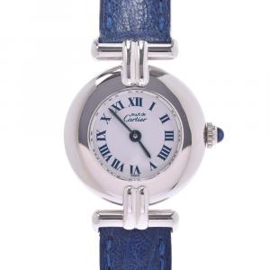 Pre Owned Cartier White Sterling Silver Must De Cartier Colisee Women's Wristwatch 24 MM