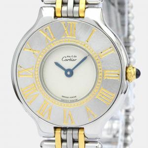 Cartier Silver Gold Plated Stainless Steel Must 21 Women's Wristwatch 31 mm