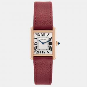 Cartier Tank Solo Silver Dial Rose Gold Steel Ladies Watch 24 mm
