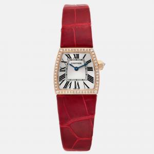 Cartier La Dona Rose Gold Diamond Red Strap Ladies Watch 22 mm
