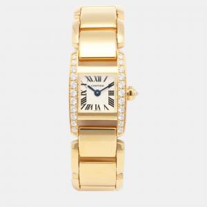 Cartier White 18k Yellow Gold Tankissime Quartz Women's Wristwatch 16 mm