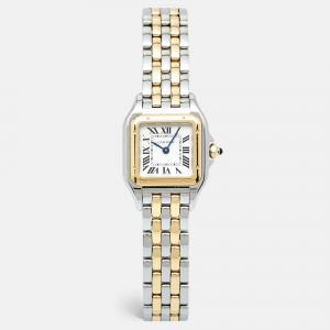 Cartier Silver 18k Yellow Gold Stainless Steel Panthère de Cartier W2PN0006 Women's Wristwatch 22 mm