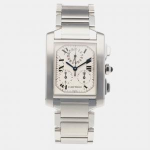 Cartier White Stainless Steel Tank Francaise 2303 Quartz Women's Wristwatch 29mm