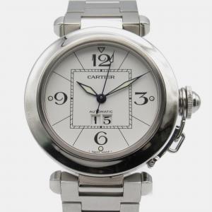 Cartier White Stainless Steel Pasha W31055M7 Women's Wristwatch 35 mm