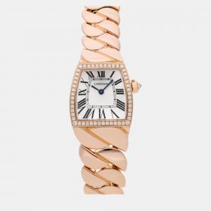 Cartier Silver 18k Rose Gold La Dona Quartz Women's Wristwatch 22 mm