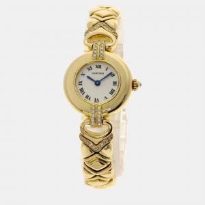 Cartier White  18k Yellow Gold Colisee Quartz Women's Wristwatch 24 mm