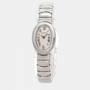 Cartier White 18k White Gold Baignoire Quartz Women's Wristwatch 18 mm