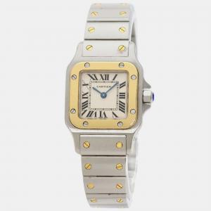 Cartier White 18k Yellow Gold Stainless Steel Santos W20012C4 Automatic Women's Wristwatch 23.5 mm