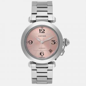Cartier Pasha C Midsize Pink Dial Automatic Steel Ladies Watch 35 mm