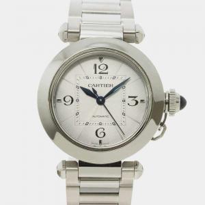 Cartier Silver Stainless Steel Pasha Automatic Women's Wristwatch 35 mm