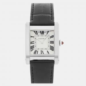 Cartier Silver Platinum Tank Normale WGTA0109 Manual Winding Women's Wristwatch 25 mm