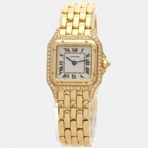 Cartier Ivory 18k Yellow Gold Panthere Quartz Women's Wristwatch 22 mm
