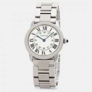 Cartier Silver Stainless Steel Ronde Solo W6701004 Quartz Women's Wristwatch 29.5 mm