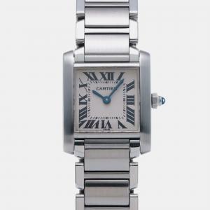 Cartier Ivory Stainless Steel Tank Francaise Quartz Women's Wristwatch 20 mm